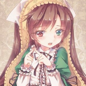 Rating: Safe Score: 0 Tags: 1girl blush brown_hair dress frills green_dress hat heterochromia image lolita_fashion long_hair long_sleeves looking_at_viewer open_mouth red_eyes ribbon solo suiseiseki upper_body very_long_hair User: admin