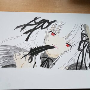 Rating: Safe Score: 0 Tags: 1girl bangs black_ribbon eyebrows_visible_through_hair feathers hair_ribbon image long_hair looking_at_viewer photo red_eyes ribbon solo suigintou tongue tongue_out traditional_media User: admin