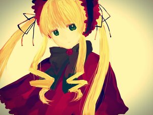 Rating: Safe Score: 0 Tags: 1girl auto_tagged bangs blonde_hair bow dress expressionless flower image long_hair long_sleeves looking_at_viewer rose shinku simple_background solo twintails upper_body yellow_background User: admin