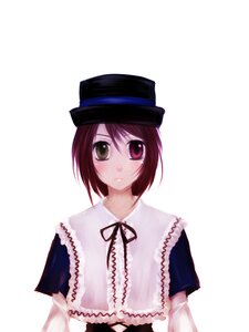 Rating: Safe Score: 0 Tags: 1girl blush green_eyes hat heterochromia image looking_at_viewer red_eyes ribbon simple_background solo souseiseki striped top_hat upper_body white_background User: admin