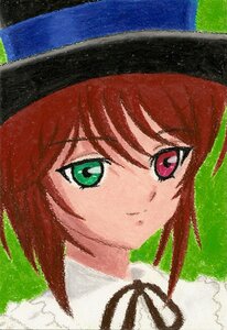 Rating: Safe Score: 0 Tags: 1girl closed_mouth eyebrows_visible_through_hair face green_eyes hat image looking_at_viewer portrait red_hair solo souseiseki User: admin