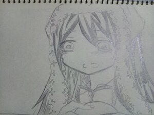 Rating: Safe Score: 0 Tags: 1girl bridal_veil dress image long_hair looking_at_viewer monochrome smile solo suiseiseki traditional_media veil wedding_dress User: admin