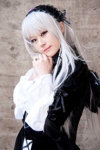 Rating: Safe Score: 0 Tags: 1girl bangs closed_mouth earrings hairband jewelry lips long_hair long_sleeves looking_at_viewer red_eyes ring solo suigintou upper_body white_hair User: admin