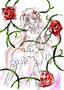 Rating: Questionable Score: 0 Tags: 1girl blood breasts cherry flower food fruit image kirakishou long_hair pink_hair pink_rose plant red_flower red_rose rose rose_petals solo strawberry thorns very_long_hair vines white_hair User: admin