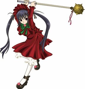 Rating: Safe Score: 0 Tags: 1girl bonnet bow costume_switch dress full_body holding image long_hair long_sleeves red_dress shoes solo standing striped twintails white_legwear User: admin