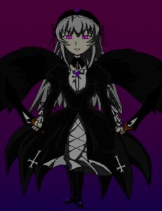 Rating: Safe Score: 0 Tags: 1girl black_dress black_wings dress frills hairband holding_weapon image long_hair long_sleeves looking_at_viewer simple_background smile solo suigintou weapon wings User: admin