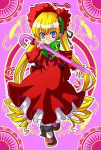 Rating: Safe Score: 0 Tags: 1girl blonde_hair blue_eyes bonnet bow bowtie dress flower frills full_body green_bow image long_hair long_sleeves looking_at_viewer red_dress shinku solo standing twintails very_long_hair User: admin