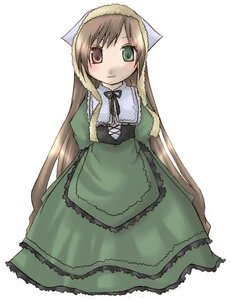 Rating: Safe Score: 0 Tags: 1girl auto_tagged black_ribbon brown_hair dress frills full_body green_dress green_eyes heterochromia image long_hair long_sleeves looking_at_viewer red_eyes ribbon simple_background solo standing suiseiseki very_long_hair white_background User: admin