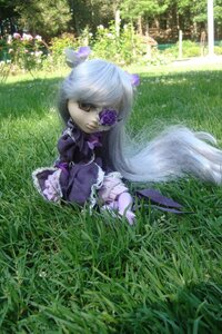 Rating: Safe Score: 0 Tags: 1girl barasuishou doll dress eyepatch flower frills gothic_lolita grass lolita_fashion long_hair solo User: admin