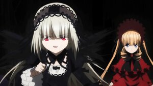 Rating: Safe Score: 0 Tags: 2girls blonde_hair blue_eyes dress hairband image long_hair long_sleeves looking_at_viewer multiple_girls pair shinku silver_hair suigintou twintails wings User: admin