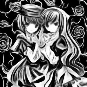 Rating: Safe Score: 0 Tags: black_rose dress flower frills greyscale hat image long_hair long_sleeves monochrome multiple_girls pair rose smile souseiseki suiseiseki thorns white_rose yellow_rose User: admin