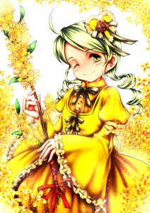 Rating: Safe Score: 0 Tags: 1girl ahoge auto_tagged dress drill_hair flower frills green_eyes green_hair hair_flower hair_ornament image kanaria one_eye_closed ribbon smile solo User: admin