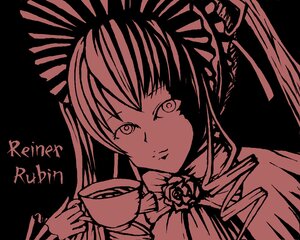Rating: Safe Score: 0 Tags: 1girl cup flower image long_hair monochrome rose shinku simple_background solo tea teacup User: admin