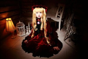 Rating: Safe Score: 0 Tags: 1girl blonde_hair dress lips lolita_fashion long_hair long_sleeves looking_at_viewer red_dress shinku solo twintails User: admin