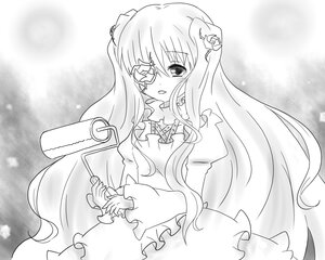 Rating: Safe Score: 0 Tags: 1girl dress eyepatch frills greyscale image juliet_sleeves kirakishou long_hair long_sleeves looking_at_viewer monochrome solo very_long_hair User: admin