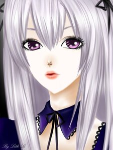 Rating: Safe Score: 0 Tags: 1girl bangs black_ribbon hair_ribbon image lips long_hair looking_at_viewer portrait purple_eyes ribbon signature simple_background solo suigintou User: admin