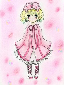 Rating: Safe Score: 0 Tags: 1girl blonde_hair blush bow cross-laced_footwear dress frills full_body green_eyes hair_bow hina_ichigo hinaichigo image long_sleeves looking_at_viewer pink_background pink_bow pink_dress ribbon short_hair smile solo standing User: admin