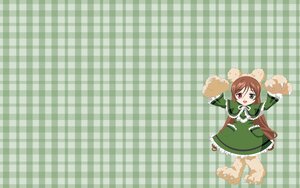 Rating: Safe Score: 0 Tags: 1girl argyle argyle_background brown_hair checkered checkered_background checkered_floor dress frills green_dress green_eyes heterochromia image long_hair long_sleeves open_mouth plaid plaid_background solo suiseiseki User: admin