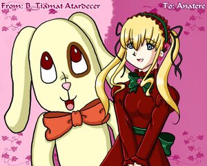 Rating: Safe Score: 0 Tags: 1girl blonde_hair blue_eyes bow bowtie dress hairband image long_hair long_sleeves looking_at_viewer open_mouth pink_background shinku sidelocks smile solo star_(symbol) tongue twintails v_arms User: admin