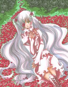 Rating: Safe Score: 0 Tags: 1girl 86800 boots dress eyepatch flower frills hair_ornament image kirakishou long_hair long_sleeves lying red_flower red_rose rose skirt solo thigh_boots traditional_media very_long_hair yellow_eyes User: admin