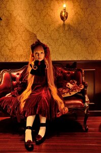 Rating: Safe Score: 0 Tags: 1girl blonde_hair chair dress long_hair shinku shoes sitting solo User: admin