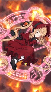 Rating: Safe Score: 0 Tags: 1girl blonde_hair bonnet closed_eyes dress image long_hair long_sleeves magic_circle red_dress ribbon shinku shoes sleeping solo twintails very_long_hair User: admin