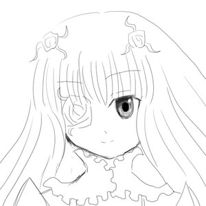 Rating: Safe Score: 0 Tags: 1girl bangs blunt_bangs blush dress greyscale hair_ornament image kirakishou long_hair looking_at_viewer monochrome simple_background smile solo white_background User: admin