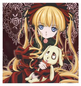 Rating: Safe Score: 0 Tags: 1girl blonde_hair blue_eyes bonnet bow dress drill_hair flower green_bow image long_hair looking_at_viewer pink_rose red_dress rose shinku sidelocks solo twin_drills twintails very_long_hair User: admin