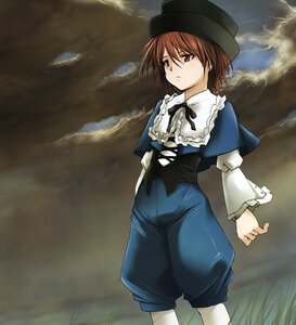 Rating: Safe Score: 0 Tags: 1girl brown_hair capelet cloud grass green_eyes hat heterochromia image kaiga long_sleeves outdoors pants pantyhose red_eyes rozen_maiden short_hair sky solo souseiseki standing User: admin