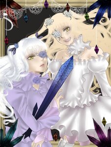 Rating: Safe Score: 0 Tags: 2girls barasuishou blonde_hair blue_flower blue_rose dress eyepatch flower hair_ornament image kirakishou long_hair multiple_girls pair rose white_dress white_hair yellow_eyes User: admin