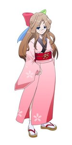 Rating: Safe Score: 0 Tags: 1girl blue_eyes bow brown_hair enju_maiden floral_print full_body garuda glasses hair_bow japanese_clothes kimono long_hair looking_at_viewer pink_kimono solo standing tabi wide_sleeves User: admin