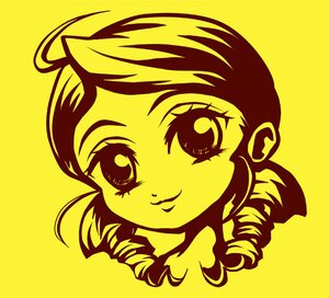 Rating: Safe Score: 0 Tags: 1girl auto_tagged drill_hair image kanaria looking_at_viewer monochrome portrait ringlets simple_background smile solo yellow_background yellow_theme User: admin