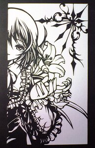 Rating: Safe Score: 0 Tags: 1girl dress drill_hair flower greyscale image looking_at_viewer monochrome shikishi short_hair solo suiseiseki traditional_media User: admin