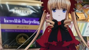 Rating: Safe Score: 0 Tags: 1girl blonde_hair blue_eyes blurry bonnet bow bowtie capelet dress drill_hair fake_screenshot flower image long_hair long_sleeves looking_at_viewer photo red_dress rose shinku solo twin_drills twintails User: admin