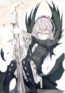Rating: Safe Score: 0 Tags: 1girl auto_tagged bird boots crow dress feathers flower hairband image lolita_hairband long_hair pink_hair sitting solo suigintou torn_clothes torn_legwear wings User: admin
