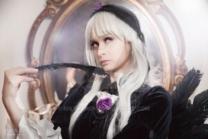 Rating: Safe Score: 0 Tags: 1girl bangs closed_mouth flower frills gothic_lolita hairband lips lolita_fashion long_hair long_sleeves rose solo suigintou upper_body white_hair User: admin