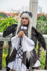 Rating: Safe Score: 0 Tags: 1girl bangs blurry blurry_background day depth_of_field dress frills gothic_lolita lace lips lolita_fashion long_hair long_sleeves looking_at_viewer outdoors solo standing suigintou wings User: admin