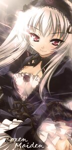 Rating: Safe Score: 0 Tags: 1girl detached_collar dress frills hairband image long_hair long_sleeves looking_at_viewer pink_eyes silver_hair smile solo suigintou User: admin