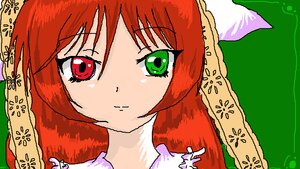 Rating: Safe Score: 0 Tags: 1girl closed_mouth face green_eyes image looking_at_viewer portrait red_eyes red_hair simple_background solo suiseiseki User: admin