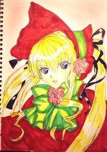 Rating: Safe Score: 0 Tags: 1girl blonde_hair blue_eyes bonnet bow bowtie flower green_bow green_neckwear hat image long_hair looking_at_viewer marker_(medium) pink_flower pink_rose portrait red_capelet red_flower red_headwear red_rose rose shinku solo traditional_media upper_body User: admin