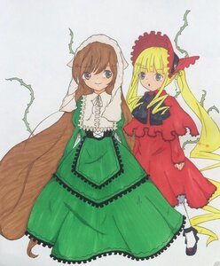 Rating: Safe Score: 0 Tags: 2girls blonde_hair blue_eyes bonnet dress drill_hair green_dress head_scarf heterochromia image long_hair long_sleeves looking_at_viewer multiple_girls pair pantyhose plant red_dress shinku suiseiseki twintails very_long_hair white_legwear User: admin