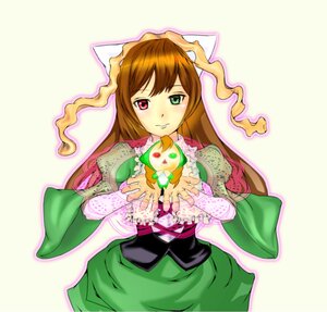 Rating: Safe Score: 0 Tags: 1girl brown_hair dress frills green_dress green_eyes heterochromia image long_hair long_sleeves looking_at_viewer red_eyes simple_background solo suiseiseki User: admin