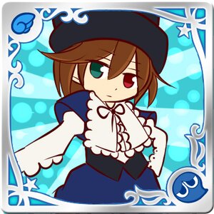 Rating: Safe Score: 0 Tags: 1girl black_headwear blue_background blue_dress brown_hair capelet card_(medium) character_name dress hat heterochromia image long_sleeves looking_at_viewer red_eyes solo souseiseki star_(symbol) top_hat User: admin