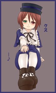 Rating: Safe Score: 0 Tags: 1girl blue_dress blush brown_hair dress frills full_body green_eyes hat heterochromia image long_sleeves pantyhose red_eyes short_hair simple_background sitting solo souseiseki top_hat white_legwear User: admin