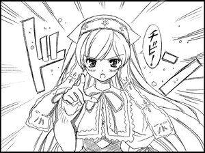 Rating: Safe Score: 0 Tags: 1girl :o blush cat_ears dress emphasis_lines greyscale image letterboxed long_hair long_sleeves looking_at_viewer monochrome open_mouth pointing rain ribbon solo suiseiseki tears upper_body very_long_hair User: admin