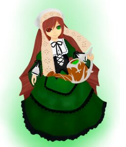 Rating: Safe Score: 0 Tags: 1girl brown_hair dress frills full_body green_dress green_eyes heterochromia image long_hair long_sleeves looking_at_viewer red_eyes simple_background solo suiseiseki very_long_hair watering_can User: admin