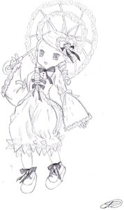 Rating: Safe Score: 0 Tags: 1girl :d animal_ears blush bow dress drill_hair frills full_body greyscale image kanaria long_sleeves looking_at_viewer monochrome open_mouth signature sleeves_past_wrists smile solo standing striped twin_drills umbrella white_background wide_sleeves User: admin