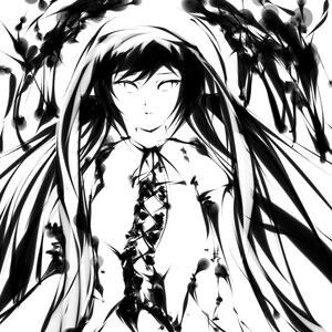 Rating: Safe Score: 0 Tags: 1girl blush closed_mouth greyscale image long_hair looking_at_viewer monochrome smile solo suiseiseki very_long_hair white_background User: admin