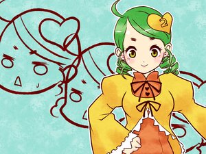 Rating: Safe Score: 0 Tags: 1girl ahoge antennae blush drill_hair green_eyes green_hair hair_ornament heart heart_hair_ornament heart_of_string image juliet_sleeves kanaria long_sleeves looking_at_viewer puffy_sleeves ribbon smile solo twintails User: admin