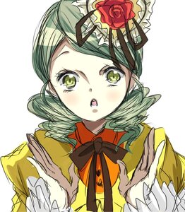 Rating: Safe Score: 0 Tags: 1girl auto_tagged drill_hair flower green_eyes green_hair hair_ornament image kanaria open_mouth red_flower red_rose rose solo upper_body User: admin